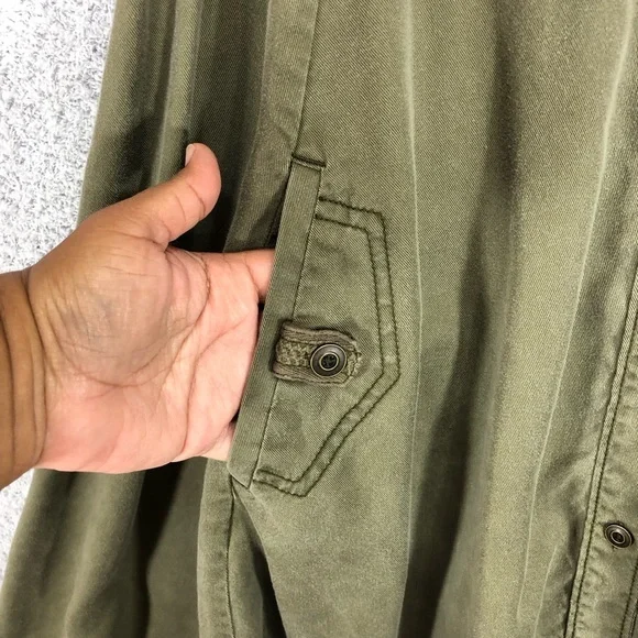 Holding Horses Fit and Flare Shirt Dress Size 8 Olive Green Lyocell - Picture 8 of 15